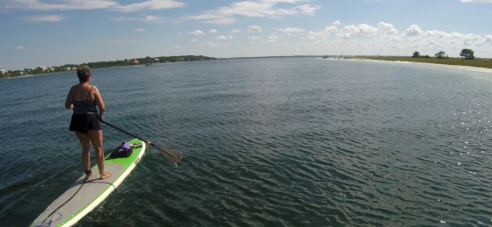 Paddleboarding in the lagoon.
